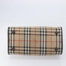BURBERRY Nova Check Hand Bag Canvas Beige Gold Tone Auth 213784-9