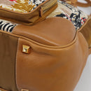 PRADA Tote Bag Nylon Brown Gold Tone Auth 213789-10