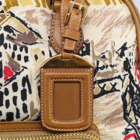 PRADA Tote Bag Nylon Brown Gold Tone Auth 213789