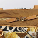PRADA Tote Bag Nylon Brown Gold Tone Auth 213789-16
