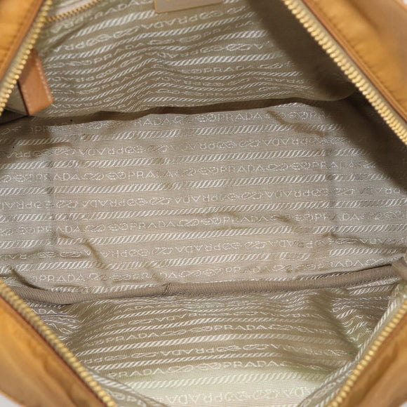 PRADA Tote Bag Nylon Brown Gold Tone Auth 213789