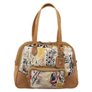 PRADA Tote Bag Nylon Brown Gold Tone Auth 213789-2