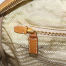 PRADA Tote Bag Nylon Brown Gold Tone Auth 213789-21