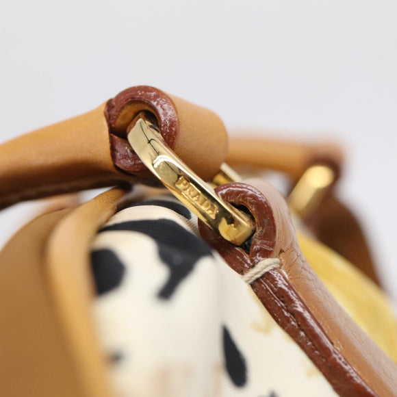PRADA Tote Bag Nylon Brown Gold Tone Auth 213789