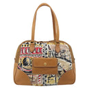 PRADA Tote Bag Nylon Brown Gold Tone Auth 213789-3