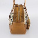 PRADA Tote Bag Nylon Brown Gold Tone Auth 213789-4