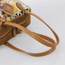 PRADA Tote Bag Nylon Brown Gold Tone Auth 213789-7