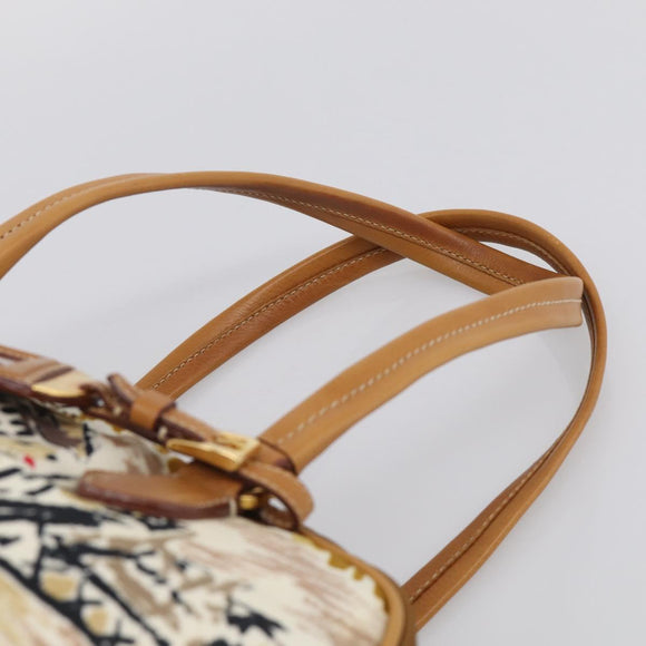PRADA Tote Bag Nylon Brown Gold Tone Auth 213789