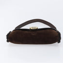 Salvatore Ferragamo Mouton Gancini Shoulder Bag Brown Gold Auth 213790A-10