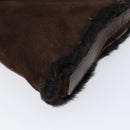 Salvatore Ferragamo Mouton Gancini Shoulder Bag Brown Gold Auth 213790A-11