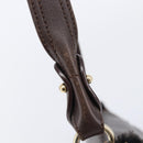 Salvatore Ferragamo Mouton Gancini Shoulder Bag Brown Gold Auth 213790A-16