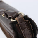 Salvatore Ferragamo Mouton Gancini Shoulder Bag Brown Gold Auth 213790A-17