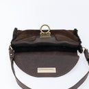 Salvatore Ferragamo Mouton Gancini Shoulder Bag Brown Gold Auth 213790A-19