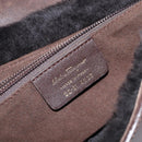 Salvatore Ferragamo Mouton Gancini Shoulder Bag Brown Gold Auth 213790A-20