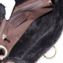 Salvatore Ferragamo Mouton Gancini Shoulder Bag Brown Gold Auth 213790A-21