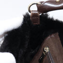 Salvatore Ferragamo Mouton Gancini Shoulder Bag Brown Gold Auth 213790A-23