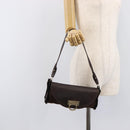 Salvatore Ferragamo Mouton Gancini Shoulder Bag Brown Gold Auth 213790A-26