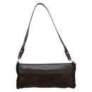 Salvatore Ferragamo Mouton Gancini Shoulder Bag Brown Gold Auth 213790A-3