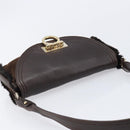 Salvatore Ferragamo Mouton Gancini Shoulder Bag Brown Gold Auth 213790A-6