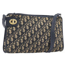 Christian Dior Trotter Canvas Shoulder Bag Navy Gold Auth 213791-1