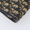 Christian Dior Trotter Canvas Shoulder Bag Navy Gold Auth 213791-11