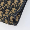 Christian Dior Trotter Canvas Shoulder Bag Navy Gold Auth 213791-12