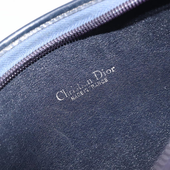 Christian Dior Trotter Canvas Shoulder Bag Navy Gold Auth 213791