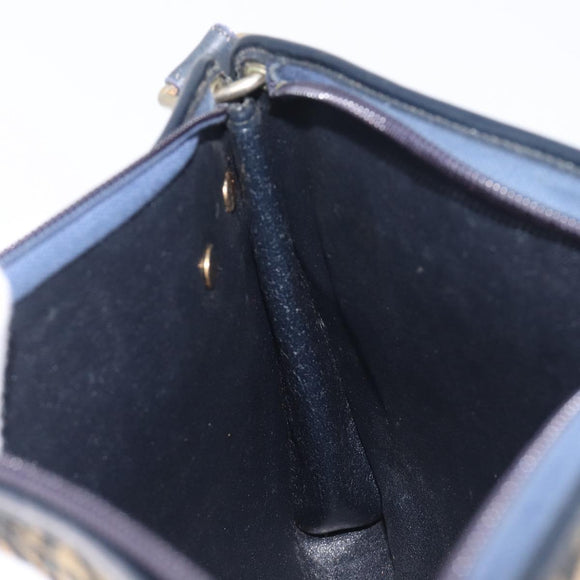 Christian Dior Trotter Canvas Shoulder Bag Navy Gold Auth 213791