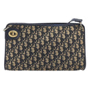 Christian Dior Trotter Canvas Shoulder Bag Navy Gold Auth 213791-2