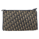 Christian Dior Trotter Canvas Shoulder Bag Navy Gold Auth 213791-3