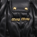 Miu Miu Matelasse Hand Bag Leather Black Gold Tone Auth 213792V-14