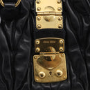 Miu Miu Matelasse Hand Bag Leather Black Gold Tone Auth 213792V-15