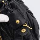 Miu Miu Matelasse Hand Bag Leather Black Gold Tone Auth 213792V-16
