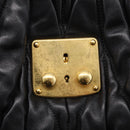 Miu Miu Matelasse Hand Bag Leather Black Gold Tone Auth 213792V-18
