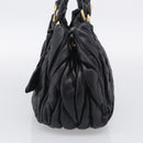 Miu Miu Matelasse Hand Bag Leather Black Gold Tone Auth 213792V-5