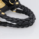 Miu Miu Matelasse Hand Bag Leather Black Gold Tone Auth 213792V-7