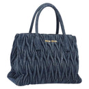 Miu Miu Denim Matelasse Hand Bag Blue Gold Auth 213793A-1