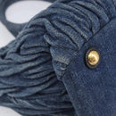 Miu Miu Denim Matelasse Hand Bag Blue Gold Auth 213793A-11