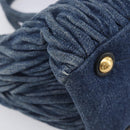 Miu Miu Denim Matelasse Hand Bag Blue Gold Auth 213793A-13
