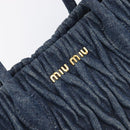 Miu Miu Denim Matelasse Hand Bag Blue Gold Auth 213793A-14