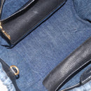 Miu Miu Denim Matelasse Hand Bag Blue Gold Auth 213793A-16