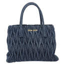 Miu Miu Denim Matelasse Hand Bag Blue Gold Auth 213793A-2