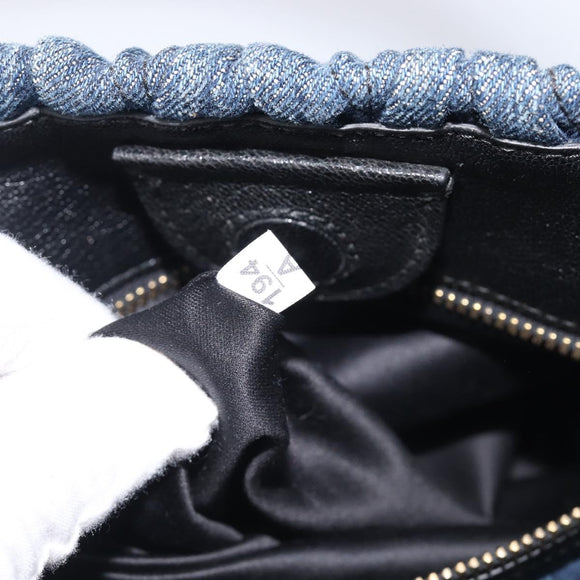 Miu Miu Denim Matelasse Hand Bag Blue Gold Auth 213793A