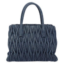 Miu Miu Denim Matelasse Hand Bag Blue Gold Auth 213793A-3