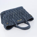 Miu Miu Denim Matelasse Hand Bag Blue Gold Auth 213793A-6