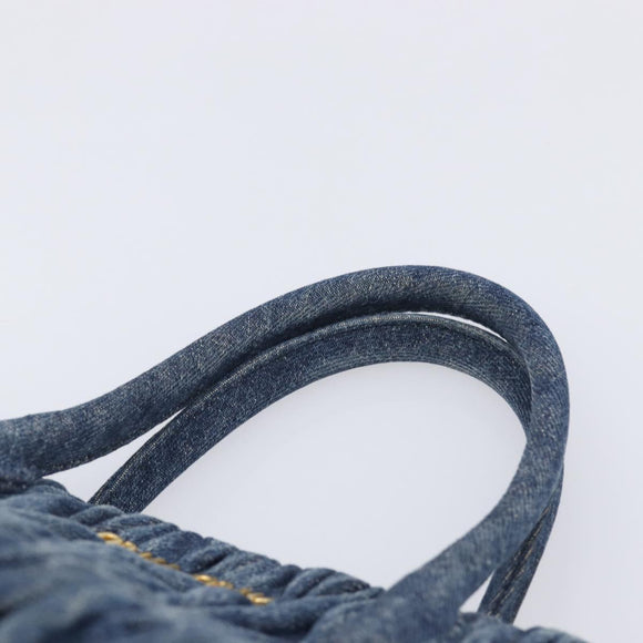 Miu Miu Denim Matelasse Hand Bag Blue Gold Auth 213793A