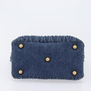 Miu Miu Denim Matelasse Hand Bag Blue Gold Auth 213793A-9