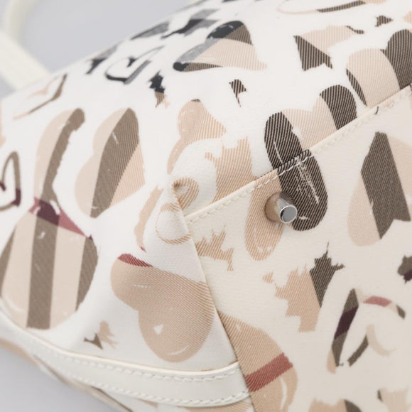 BURBERRY Nova Check Tote Bag PVC Leather Beige Silver Auth 213794A