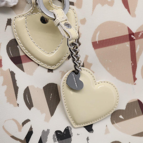 BURBERRY Nova Check Tote Bag PVC Leather Beige Silver Auth 213794A