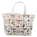 BURBERRY Nova Check Tote Bag PVC Leather Beige Silver Auth 213794A-2